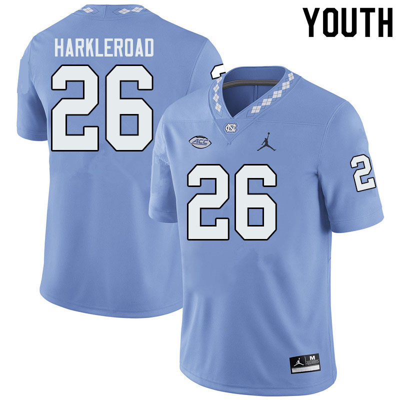 Jordan Brand Youth #26 Jake Harkleroad North Carolina Tar Heels College Football Jerseys Sale-Blue